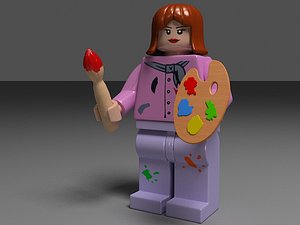 3d model lego girl female painter