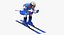 3D model male skier generic skis