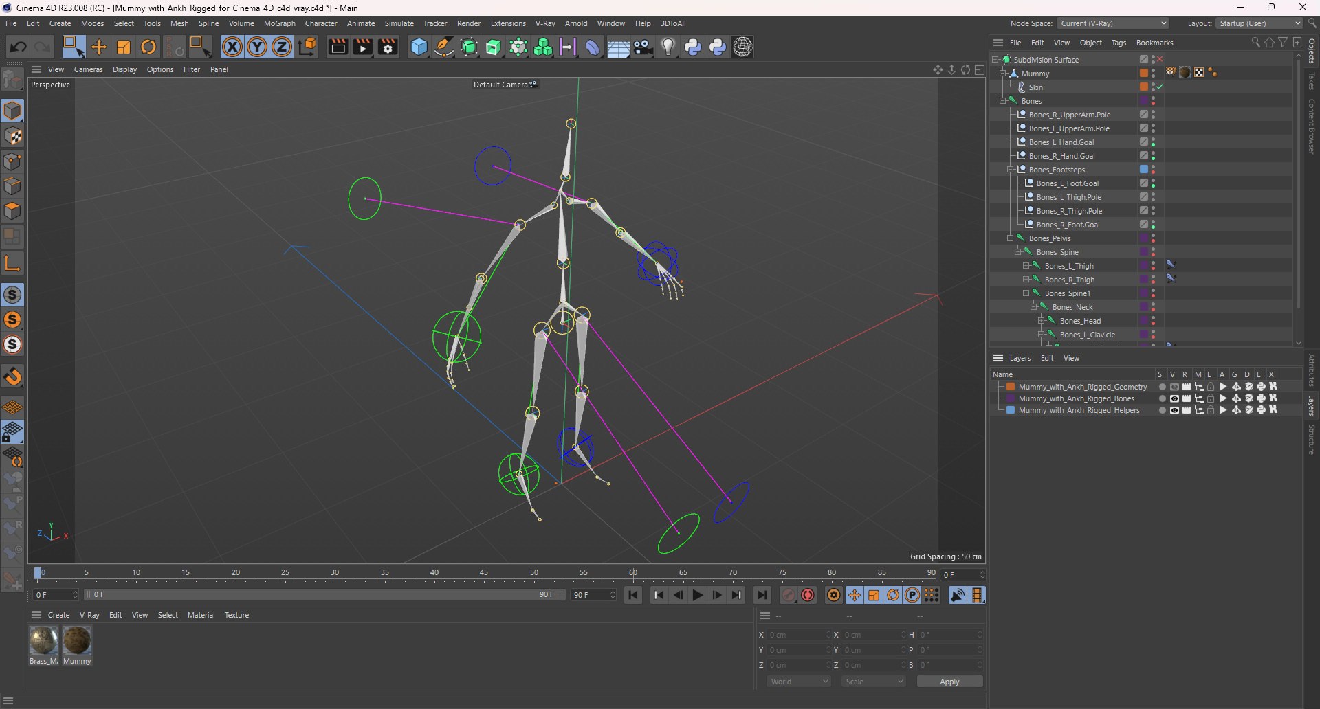 3D Model Mummy With Ankh Rigged For Cinema 4D - TurboSquid 2368359