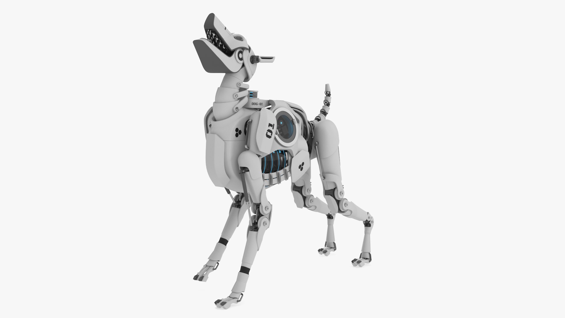 Futuristic Robotic Dog White Rigged 3D model preview