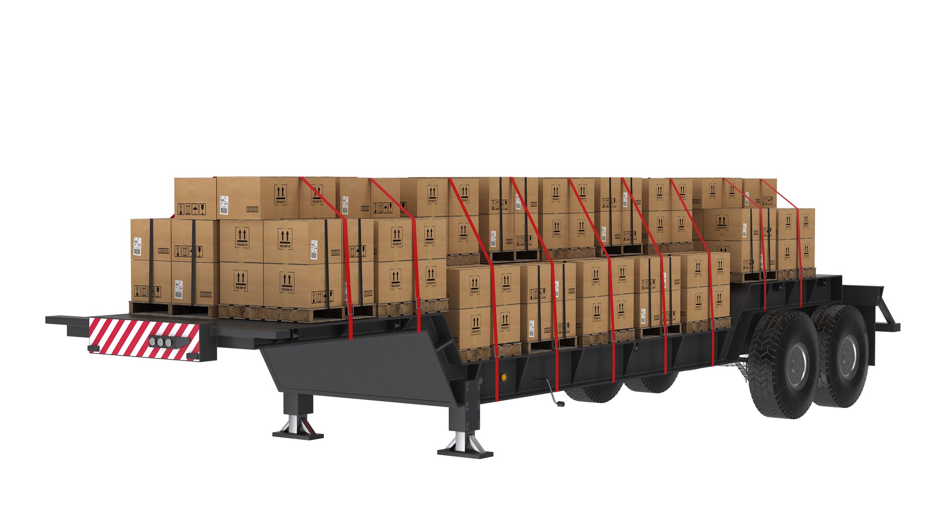 Flatbed Freight Trailer Carrying Boxed Cargo Black 3D - TurboSquid 2457537