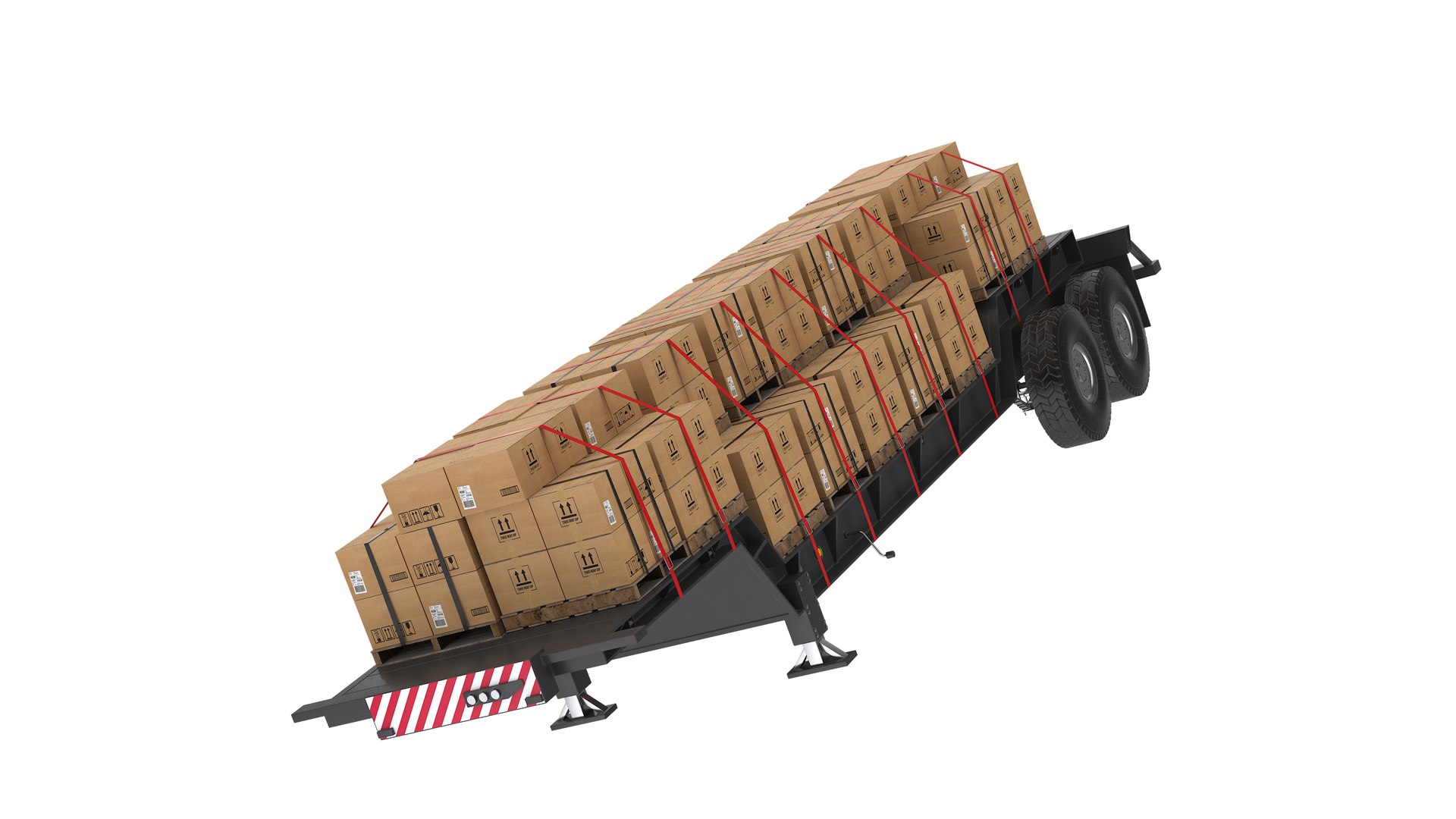 Flatbed Freight Trailer Carrying Boxed Cargo Black 3D - TurboSquid 2457537