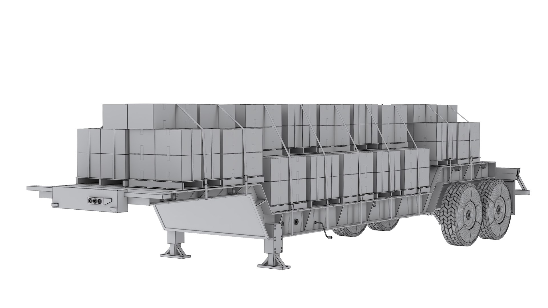 Flatbed Freight Trailer Carrying Boxed Cargo Black 3D - TurboSquid 2457537