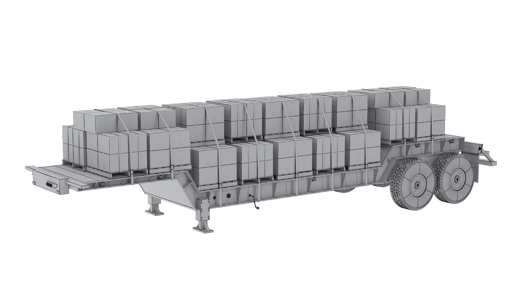 Flatbed Freight Trailer Carrying Boxed Cargo Black 3D - TurboSquid 2457537