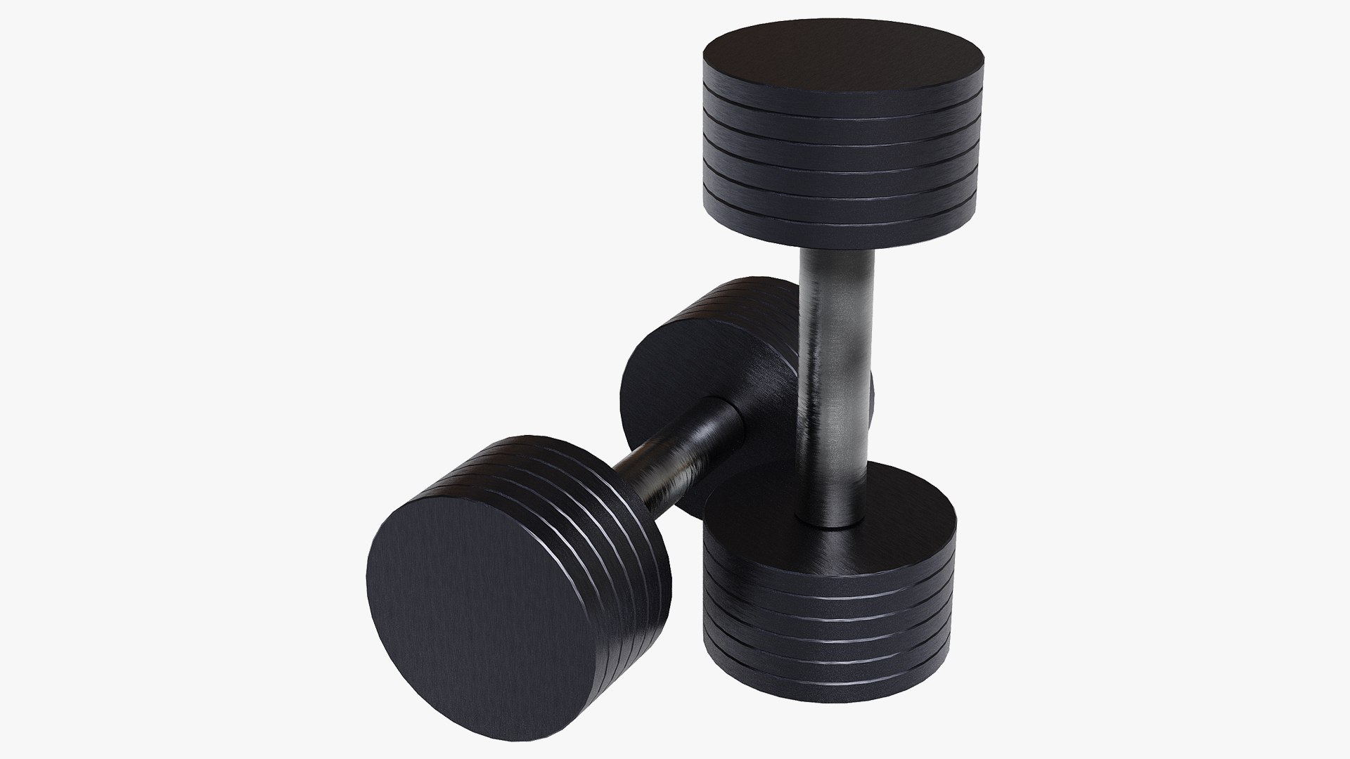 Blued Steel Dumbbells PBR 3D Model