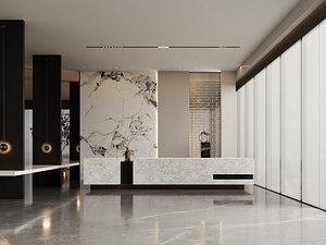 modern luxury hotel reception lobby 3d model 3D model
