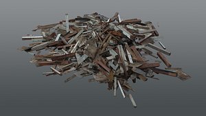 3D pile wood debris ruin model