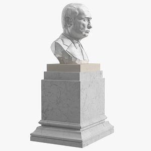 Marble Bust of President Putin on Pedestal