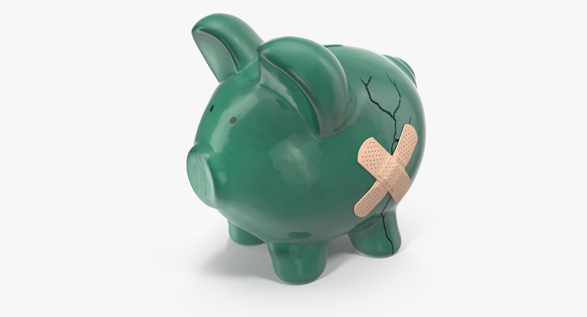 Ceramic Cracked Piggy Bank 3D Model 3D model preview