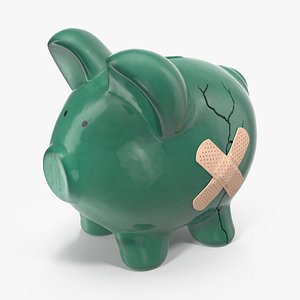 Ceramic Cracked Piggy Bank 3D Model