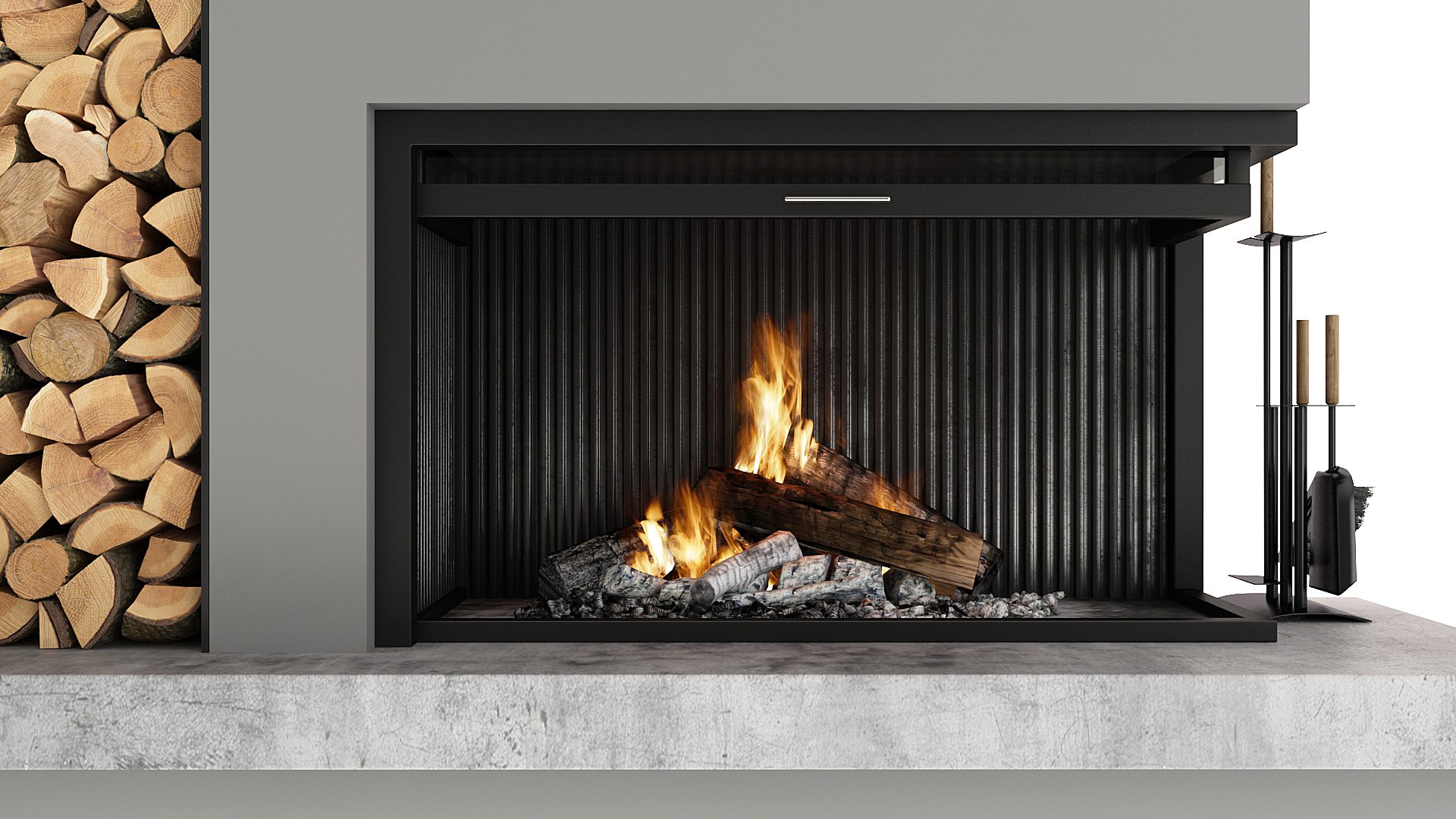 3D Model Fireplace Firewood - TurboSquid 1654800