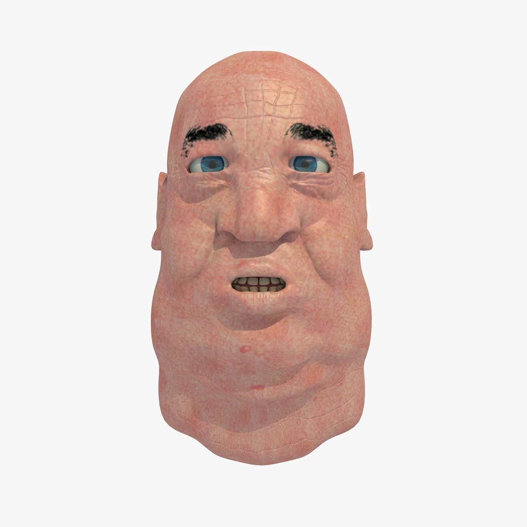 3d Fat Old Man Head