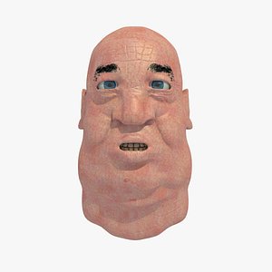 3d fat old man head