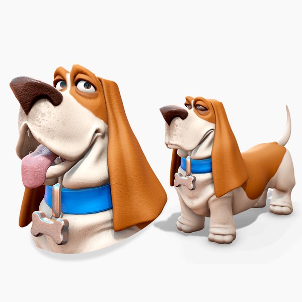 3D Cartoon character dog Basset Hound base mesh