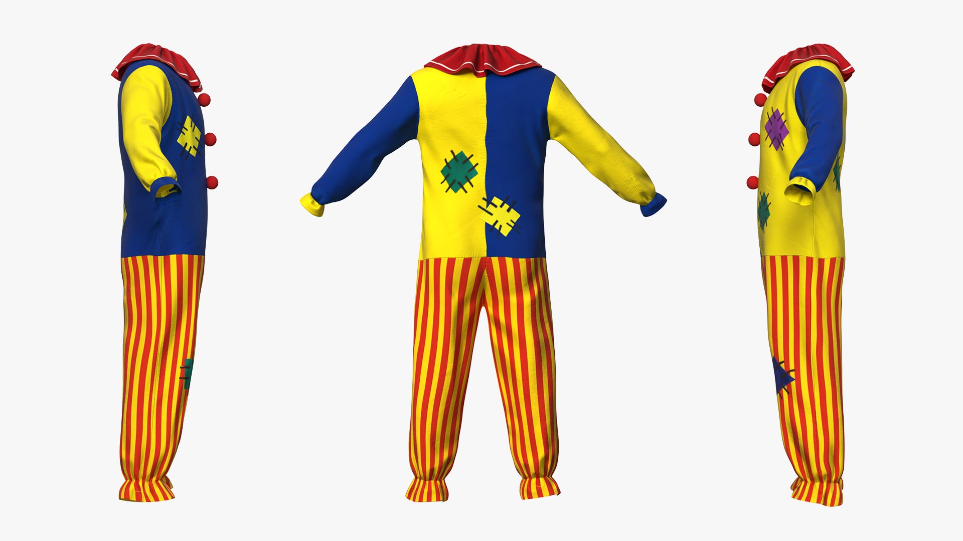 clown costumes 3D model https://p.turbosquid.com/ts-thumb/iR/MMQSYR/yVFp5749/clowncostumescollection3dmodel019/jpg/1599989222/1920x1080/fit_q87/5a54594a01daa079f788a7d5c47f672f84959282/clowncostumescollection3dmodel019.jpg