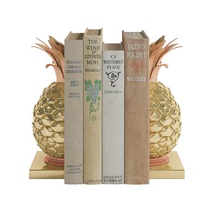 Decor pineapple and books 3D model