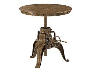 3D Kathy Kuo home fronzoni industrial loft antique nickel crank side table