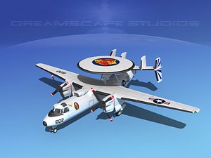 3d model of grumman e-2c hawkeye