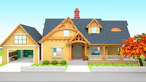 House vs Gara vs living room cartoon Low-poly