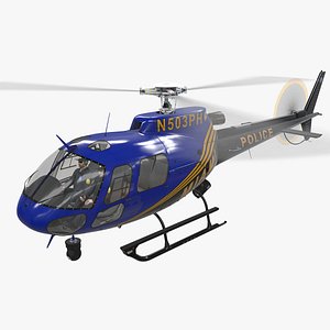 helicopter as-350 miami city 3D