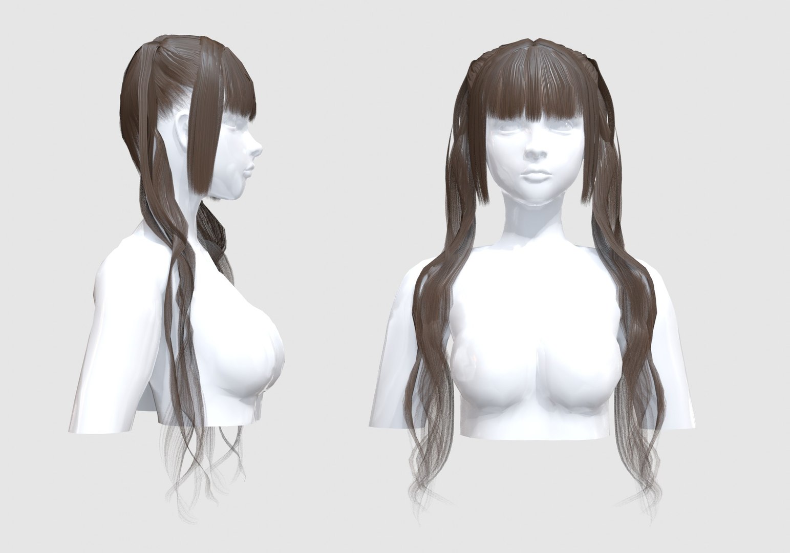 Pigtails Thin Hairstyle 3D Model - TurboSquid 1961174