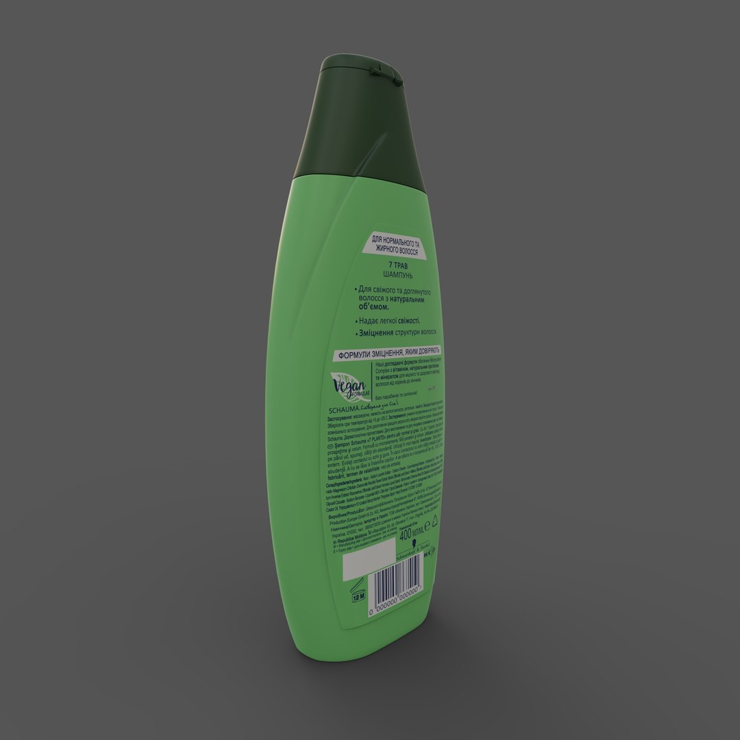 3D shampoo Schwarzkopf Schauma 7 plante 400ml https://p.turbosquid.com/ts-thumb/iR/ytVhTo/Yl/shampoo_schwarzkopf_schauma_7_plante_400ml_orig4/jpg/1692457324/1920x1080/fit_q87/b090f99bbc9bf4e2c4e45df8109bad1a2f422c58/shampoo_schwarzkopf_schauma_7_plante_400ml_orig4.jpg