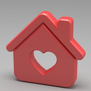 Heart House Symbol 3D