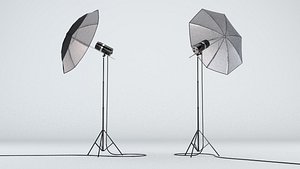 photo studio lighting umbrella 3D