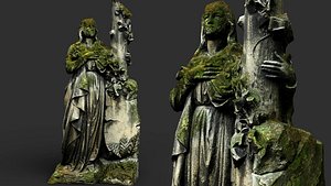 mossy tombstone monument ruins PBR photogrammetry 3D model