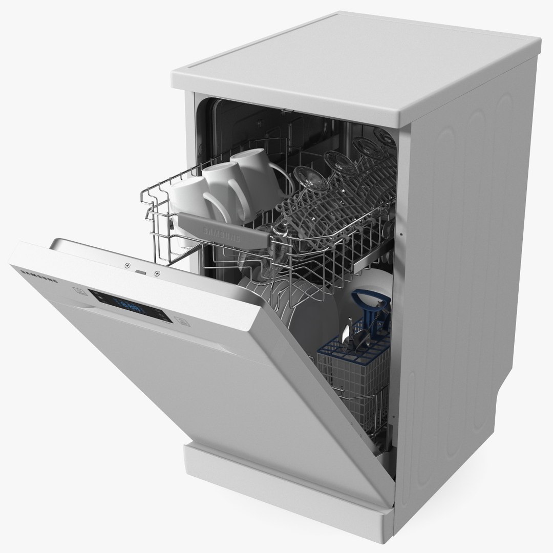 Dishwasher Samsung With Dishes 3D model preview