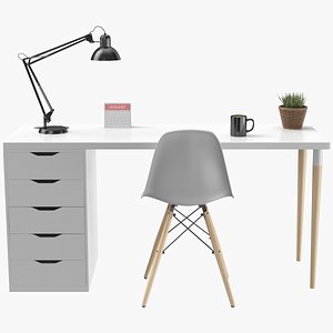 Modern Desk With Accessories