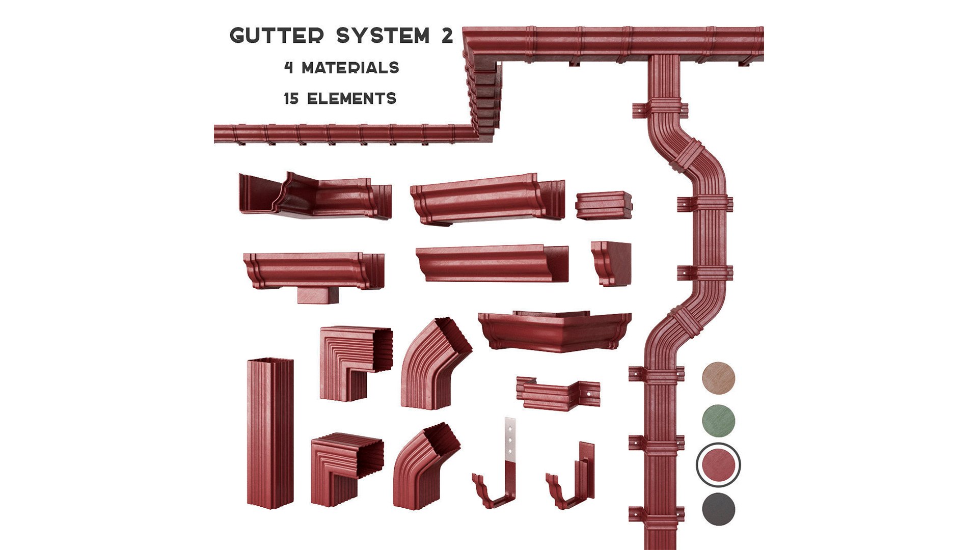 Gutter set 3D model - TurboSquid 1553150