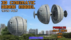 3d sci-fi drone animate model