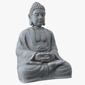Meditating Buddha Stone Statue 3D model