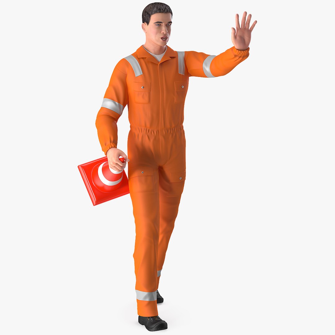 Road Worker Rigged for Cinema 4D 3D model preview