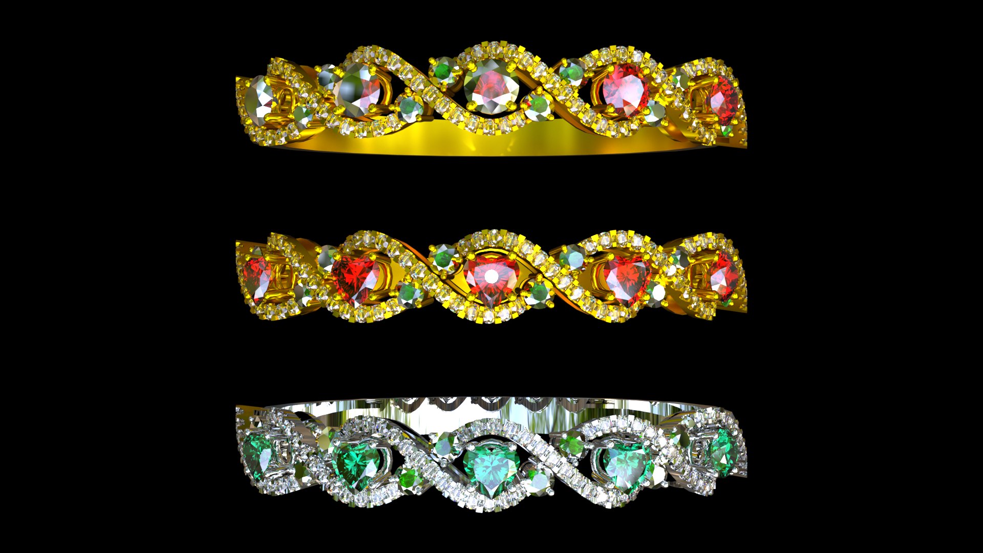 3D Ruby Emerald Diamond Bracelet 3D Model Luxury Gold Silver Jewelry High Poly Realistic PBR OBJ FBX model https://p.turbosquid.com/ts-thumb/iT/45dg7q/Vj/03/png/1776755055/1920x1080/fit_q87/7962b44f230edc430de7c9de480cb1f97830383f/03.jpg