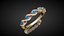 Ruby Emerald Diamond Bracelet 3D Model Luxury Gold Silver Jewelry High Poly Realistic PBR OBJ FBX