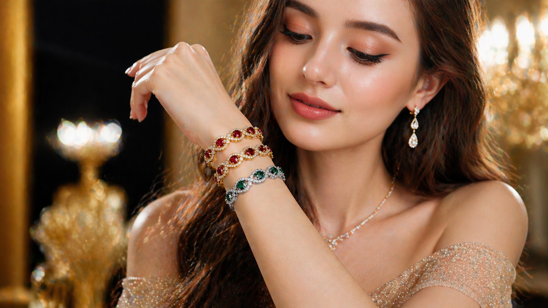 3D Ruby Emerald Diamond Bracelet 3D Model Luxury Gold Silver Jewelry High Poly Realistic PBR OBJ FBX model https://p.turbosquid.com/ts-thumb/iT/45dg7q/mB/a02/jpg/1776755058/1920x1080/fit_q87/b508a29143a16017205d8508cfca7669a4398c8f/a02.jpg