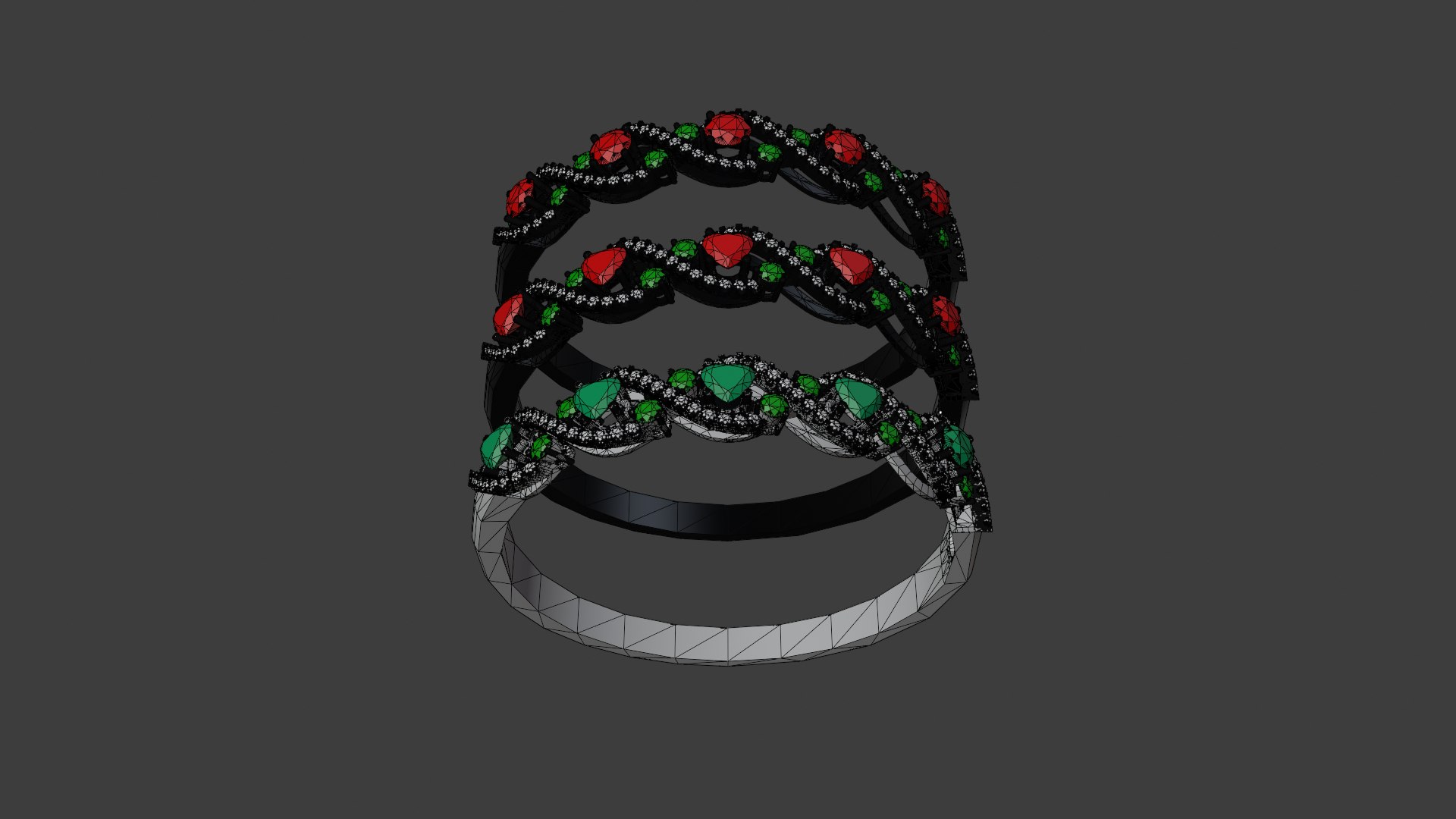 3D Ruby Emerald Diamond Bracelet 3D Model Luxury Gold Silver Jewelry High Poly Realistic PBR OBJ FBX model https://p.turbosquid.com/ts-thumb/iT/45dg7q/t1/wire01/png/1776755061/1920x1080/fit_q87/ff8312493bfb598b31bf204fc729a64deee60643/wire01.jpg