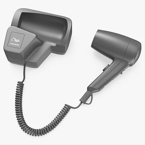 Black Hotel Hair Dryer Dismounted 3D model