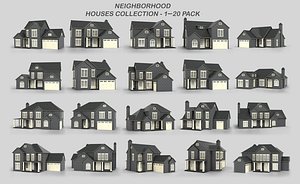 Neighborhood Houses Collection 1-20 Pack T1 3D model