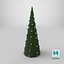 Decorative Cone Christmas Tree With Silver Ornaments Green