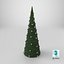 Decorative Cone Christmas Tree With Silver Ornaments Green