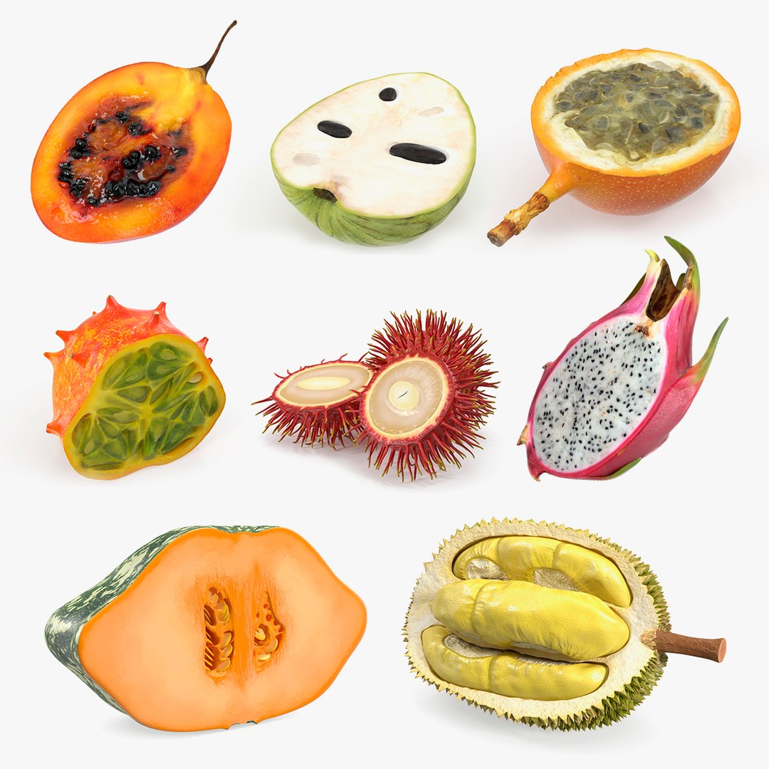 Cutted Exotic Fruits Collection 4 3D model preview