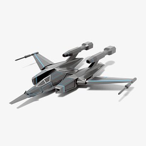 3D Lowpoly spacefighter concept model