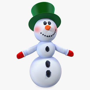3D cartoon snowman snow rigged model