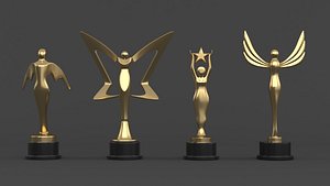 Gold Trophy Cups 3D model
