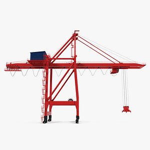 3d ship shore crane rigged model