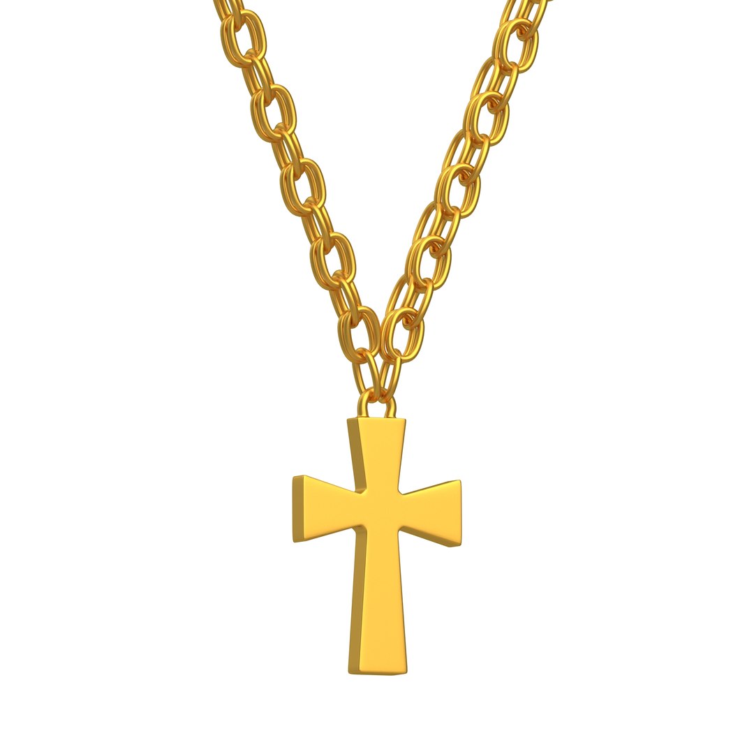 3D Model Gold Cross Chain Pendant 01 - TurboSquid 2236919