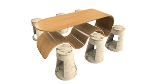 Modern Table with Stool 3D Model AR VR PBR 3D model